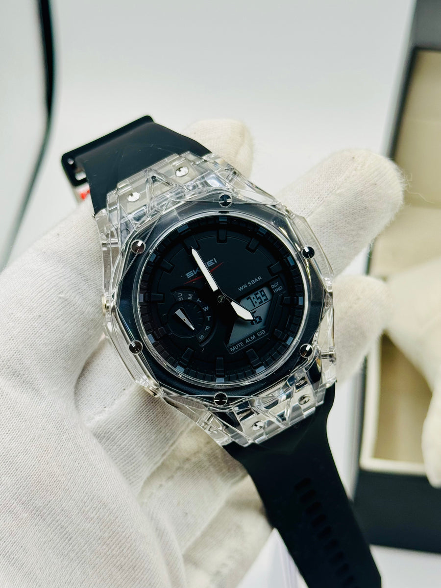 Skmei Dual Time Diamond Cutting watch For Mens