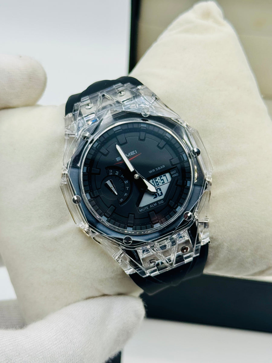 Skmei Dual Time Diamond Cutting watch For Mens